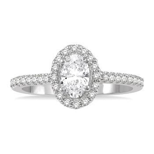 14K White Gold Diamond Halo Engagement Ring