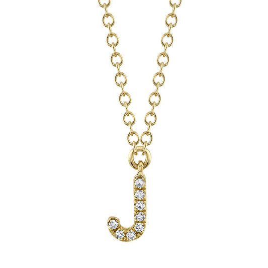 Shy 14Ky Diamond "J" Pendant Necklace