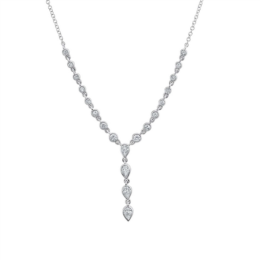 Shy 14Kw Diamond Lariat Drop Necklace