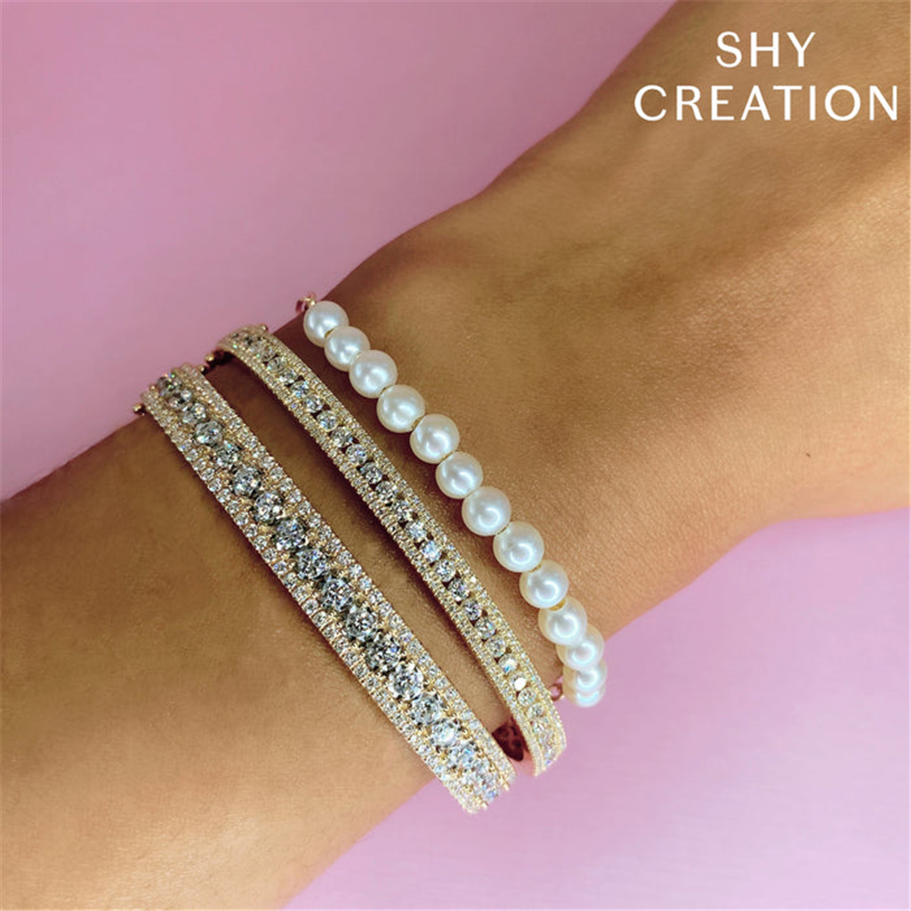 Shy Creation Pearl Paperclip Bracelet