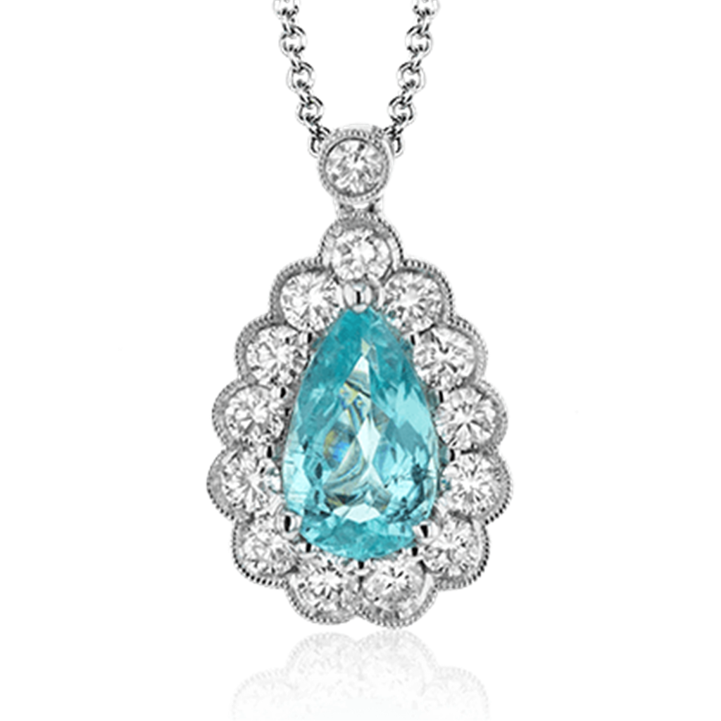 Simon G. Pear Aquamarine & Diamond Necklace