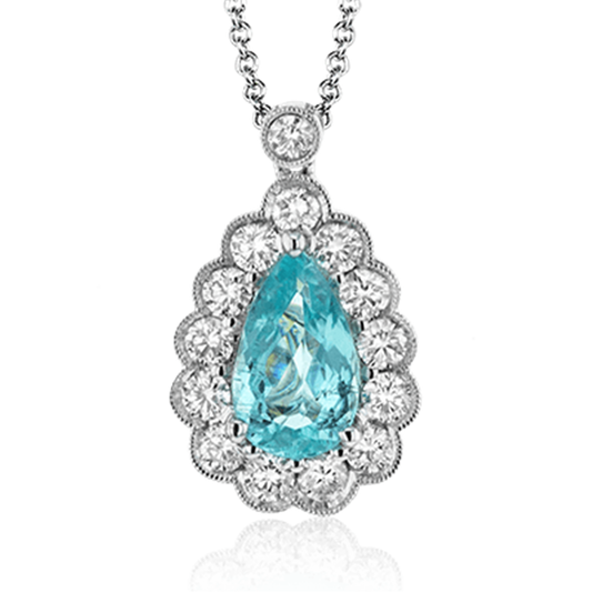 Simon G. Pear Aquamarine & Diamond Necklace