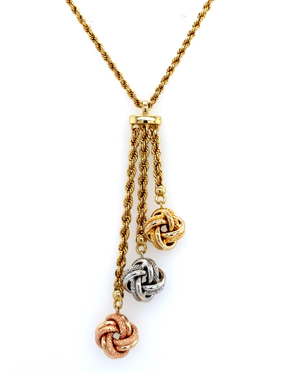 Estate Gold Tri-Tone Love Knot Necklace