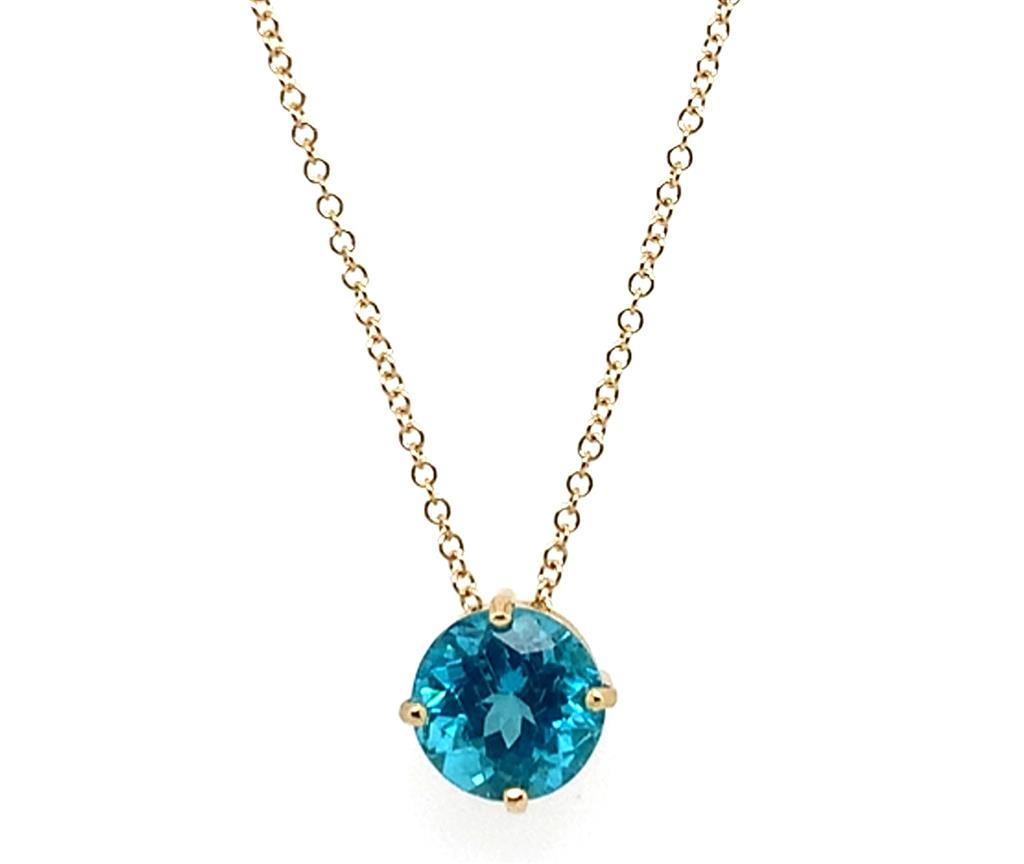 Rolland's Designs 14K Yellow Gold Solitare Apatite Necklace