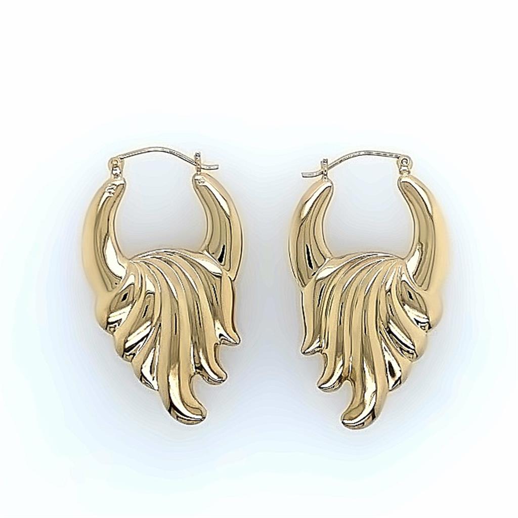 Estate 14K Gold Fan Hoops