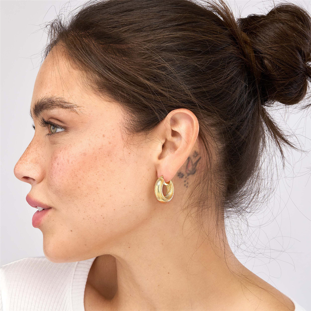 Rolland's Designs 14K Gold Textured Hoops