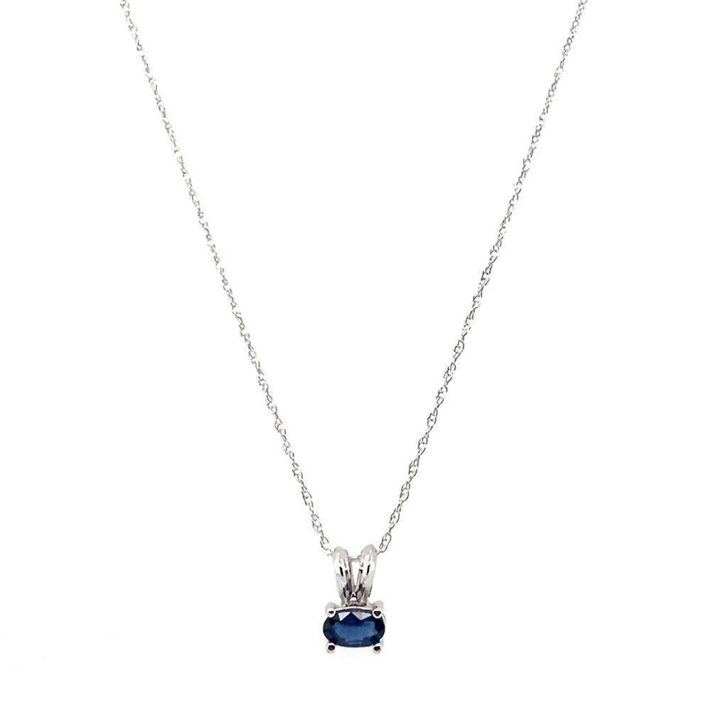 Estate 14K Gold Sapphire Pendant with Rope Chain