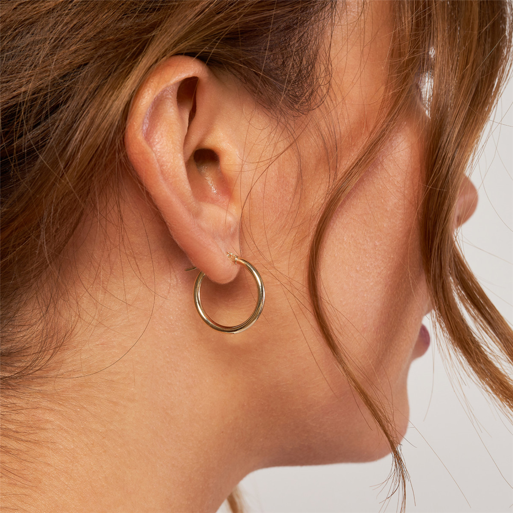 14k Round Tube Hoops 2x20mm