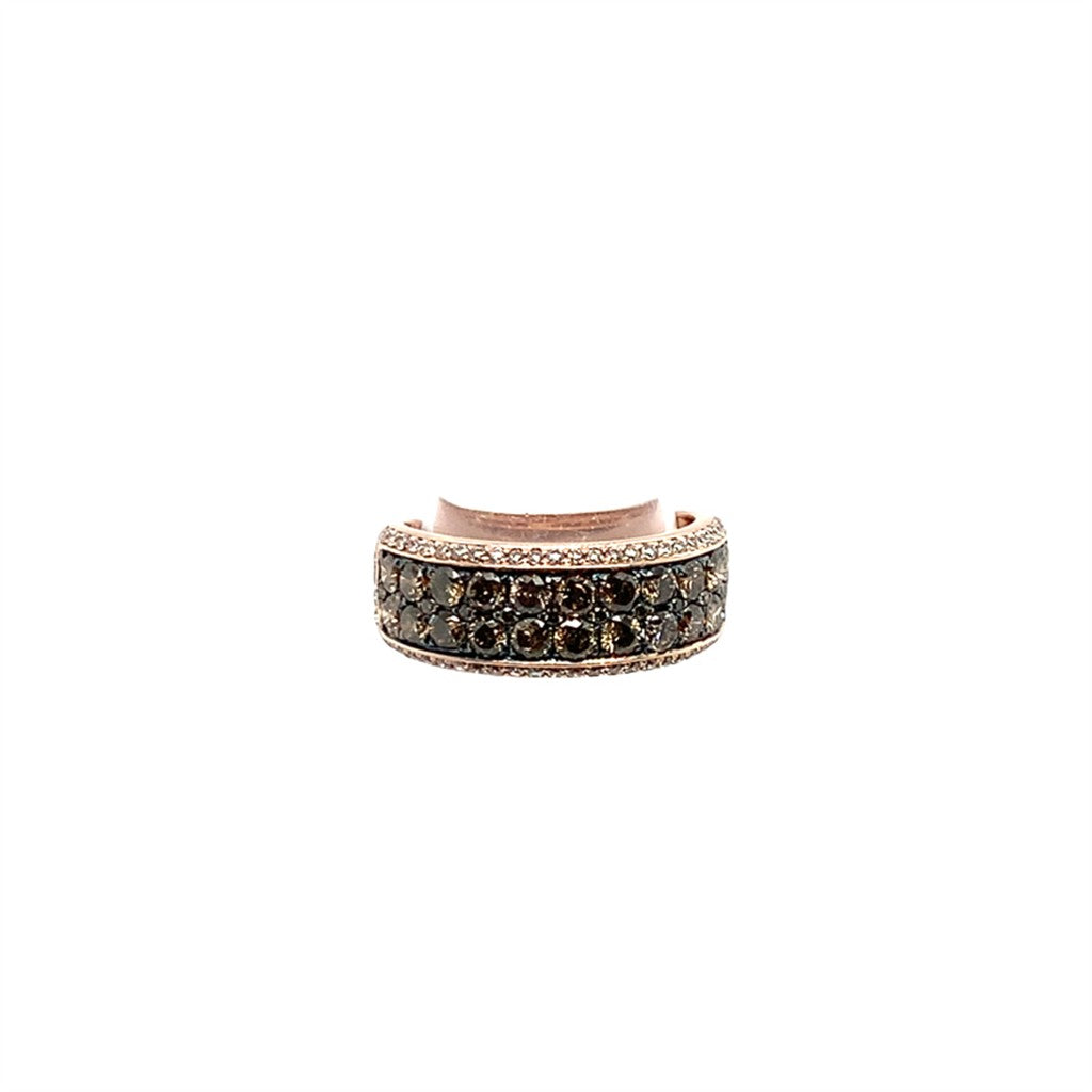 Estate 14K Rose Gold Levian Chocolate & White Diamond Ring