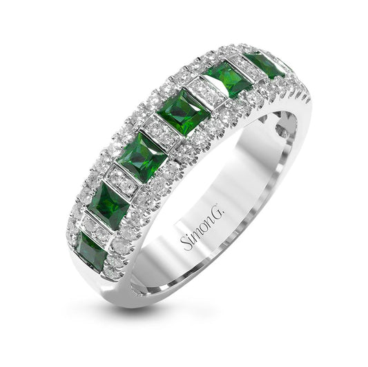 Simon G. Diamond & Princess Cut Emerald Ring