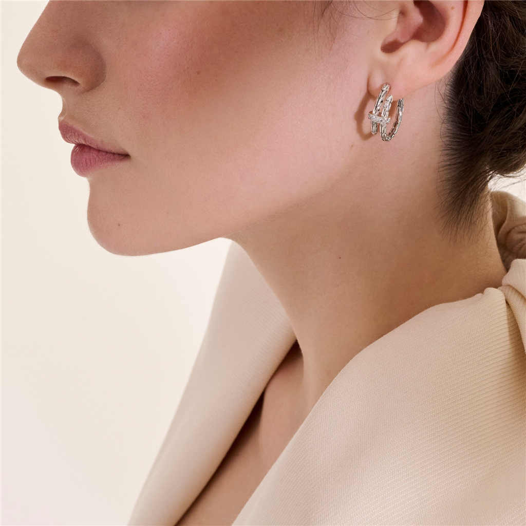 John Hardy Diamond Spear Hoop Earrings
