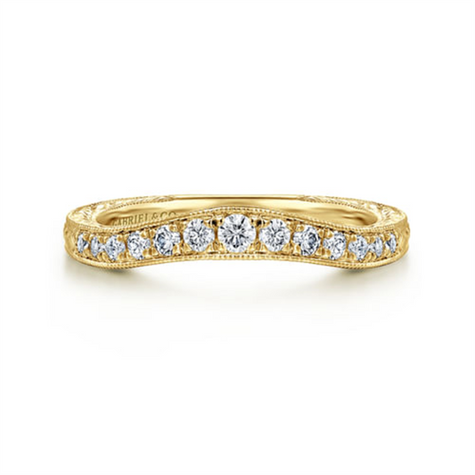 Gabriel Vintage Inspired Curved Diamond Wedding Band