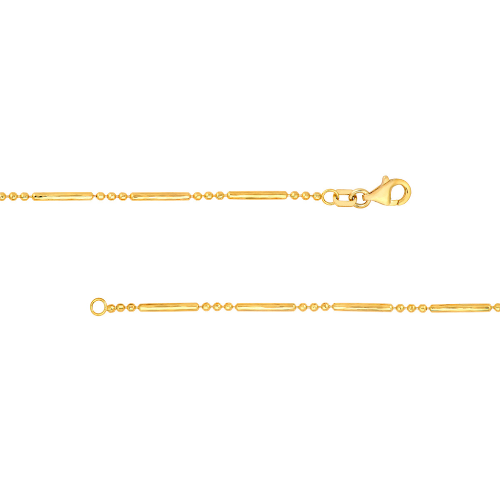 Gold Diamond Cut 3 Bead 1 Bar Bracelet
