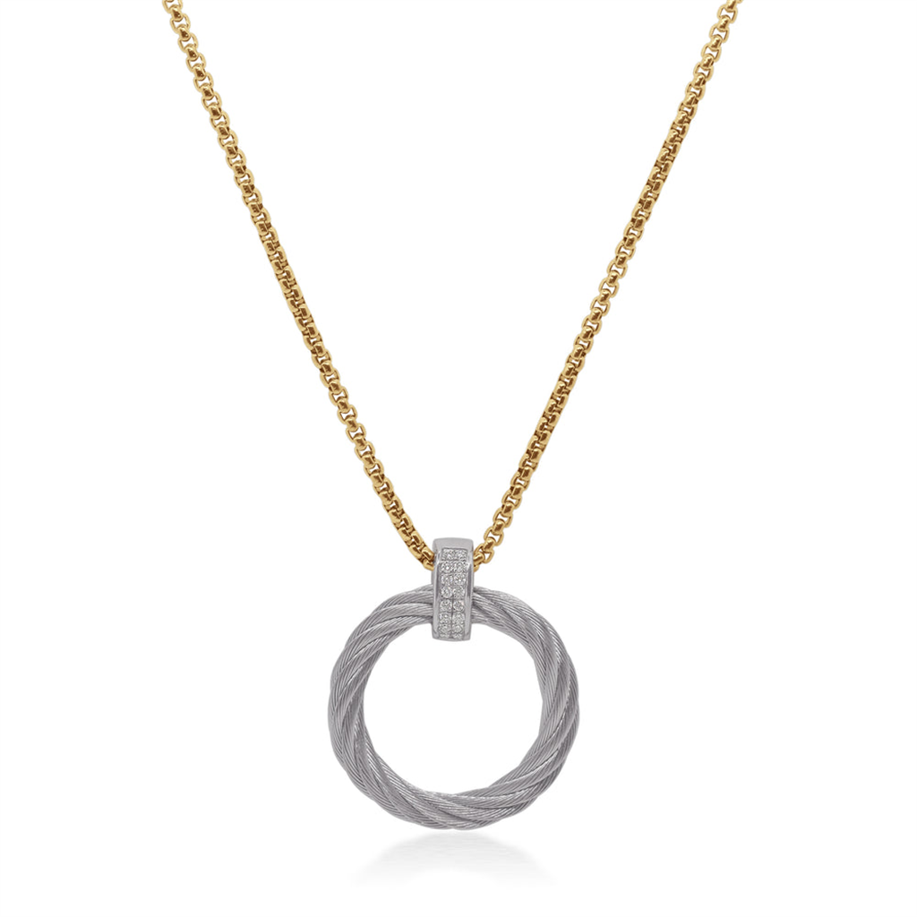 ALOR Grey and Yellow Cable Diamond Pendant Necklace