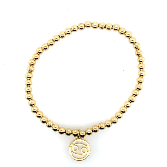 Dee Berkley Gold Filled Beaded Bracelet with Vermeil Cancer Charm