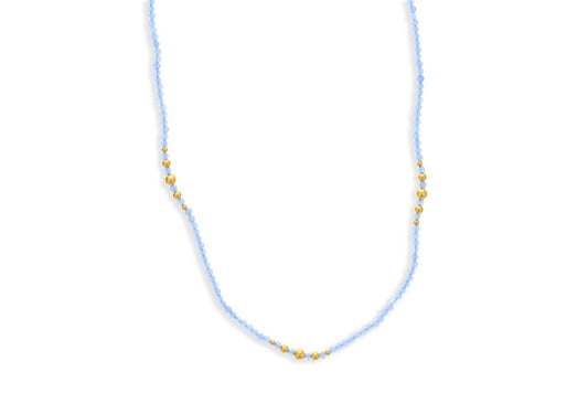 Dee Berkley Aquamarine & Gold Beaded Necklace