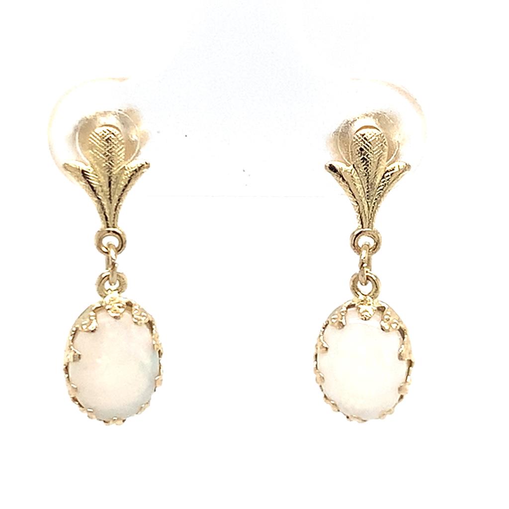 Estate 14K Gold Opal Dangle Earrings