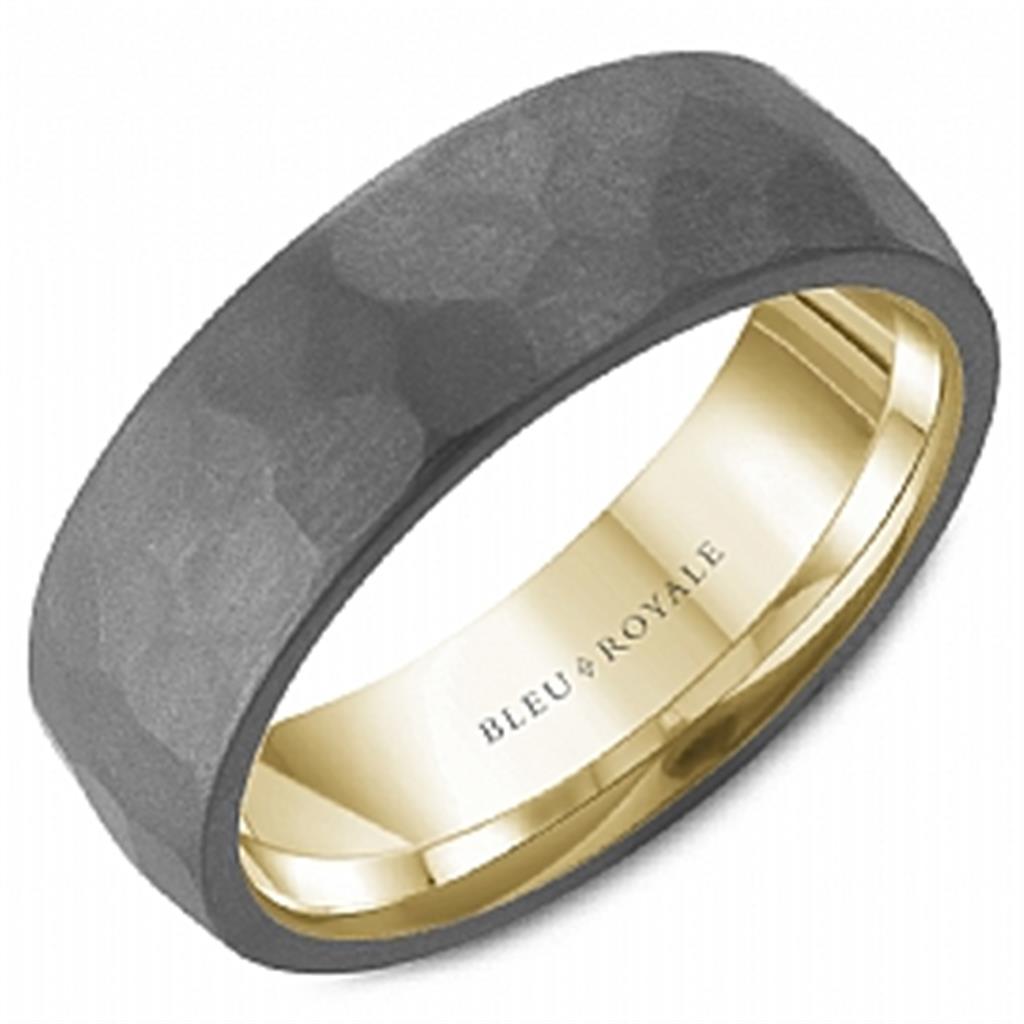 14K White & Grey Wedding Band