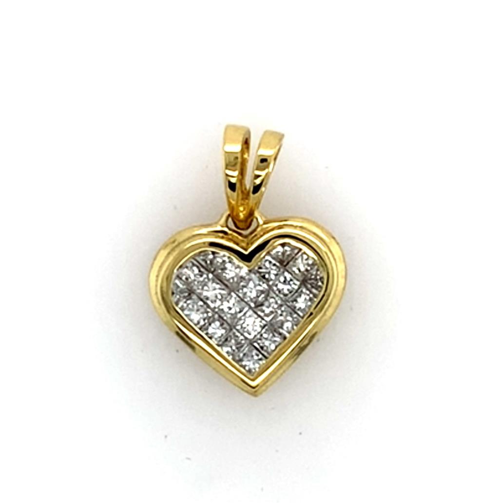 Estate 18K Gold Diamond Heart Pendant