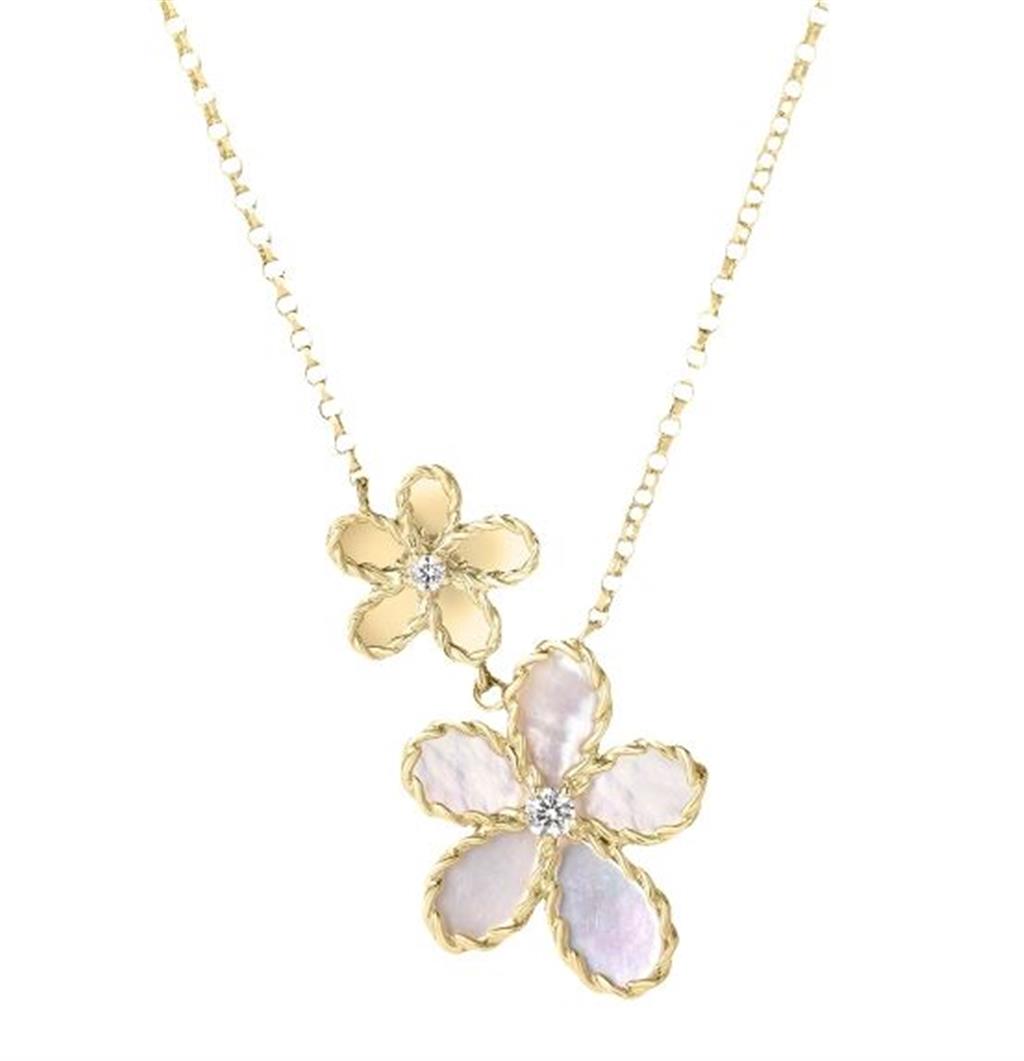 Roberto Coin Gold Jasmine Double Flower Necklace