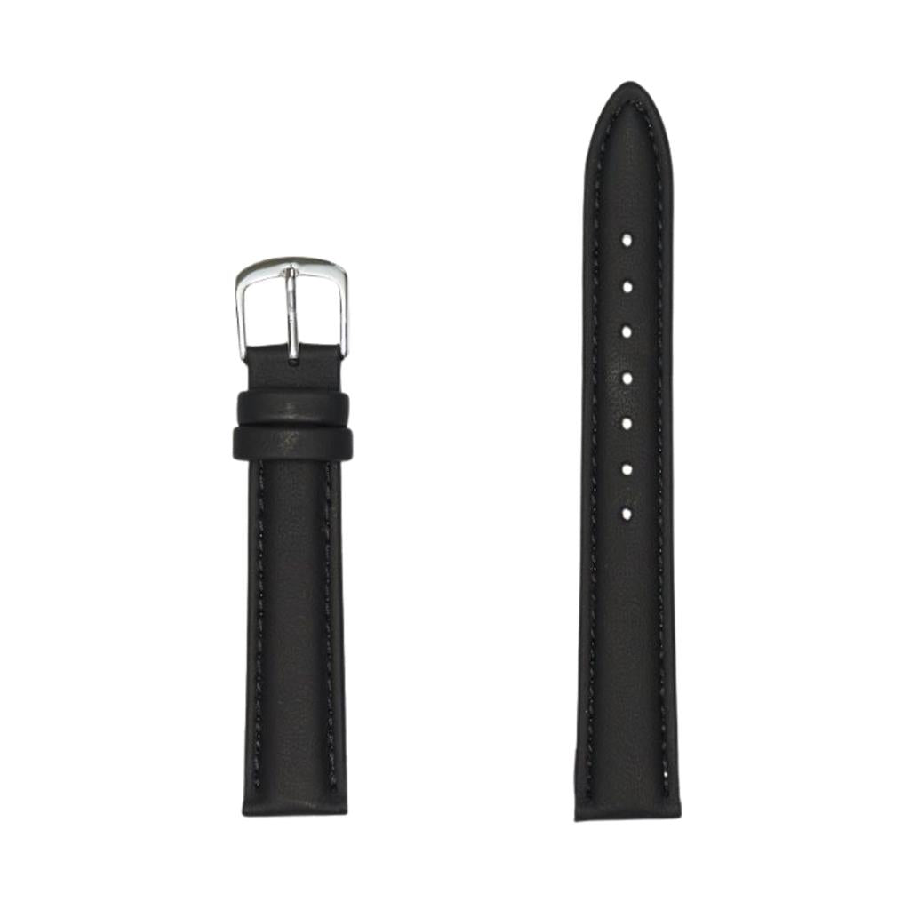 18Mm Black Leather Watch Strap