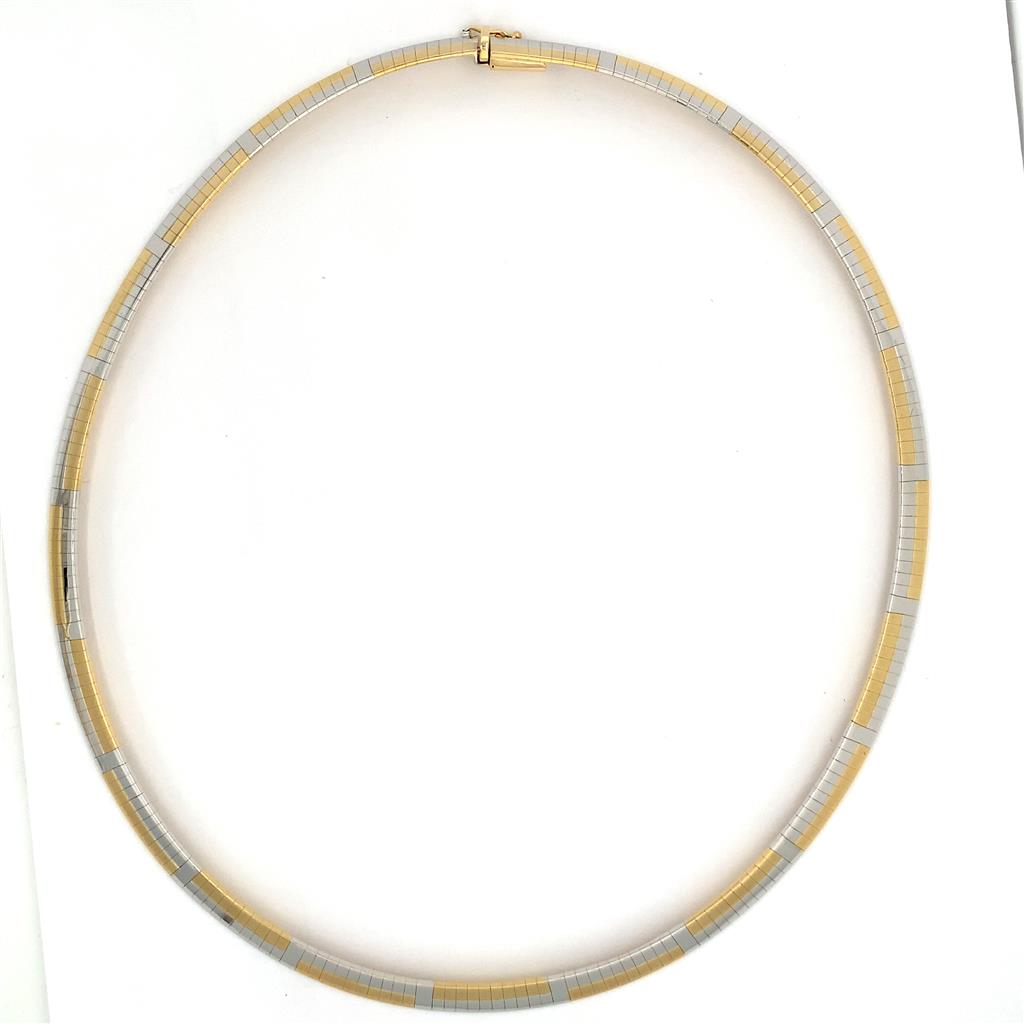 Estate 18K Gold Two Tone Omega Necklace