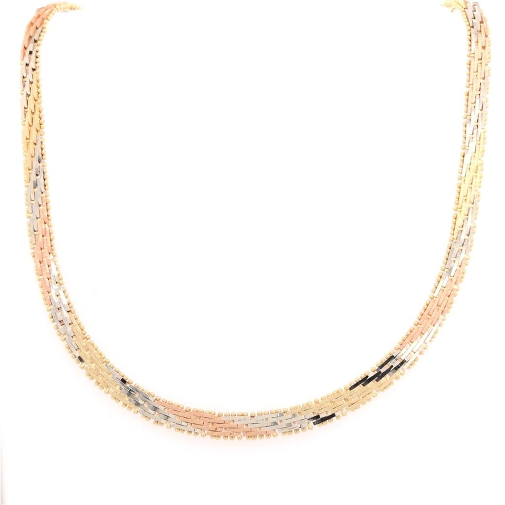 Estate 14K Gold Tri Color Diamond Necklace