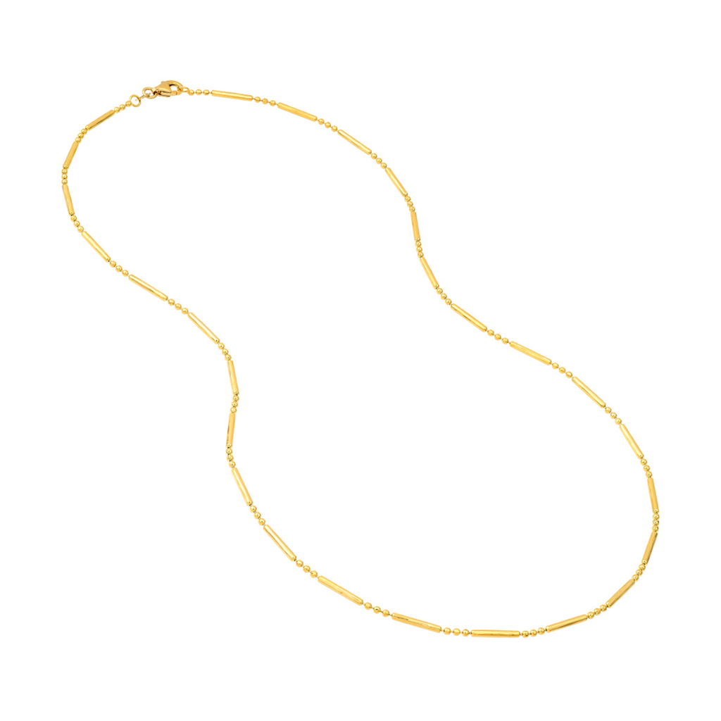 Gold 16" Diamond Cut 3 Bead 1 Bar Chain