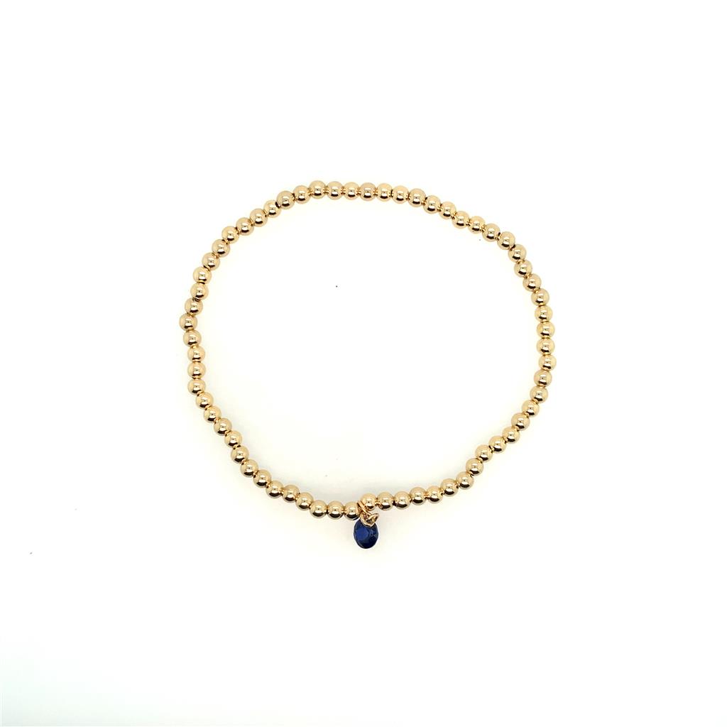 Dee Berkley Gold Filled Bracelet With Sapphire Dangle