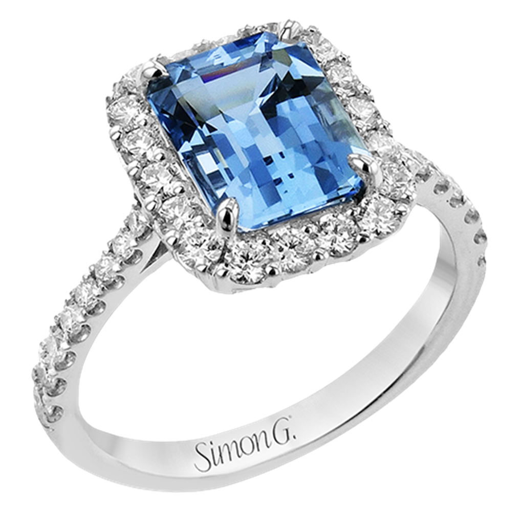 Simon G 18K White Gold & Aquamarine Ring