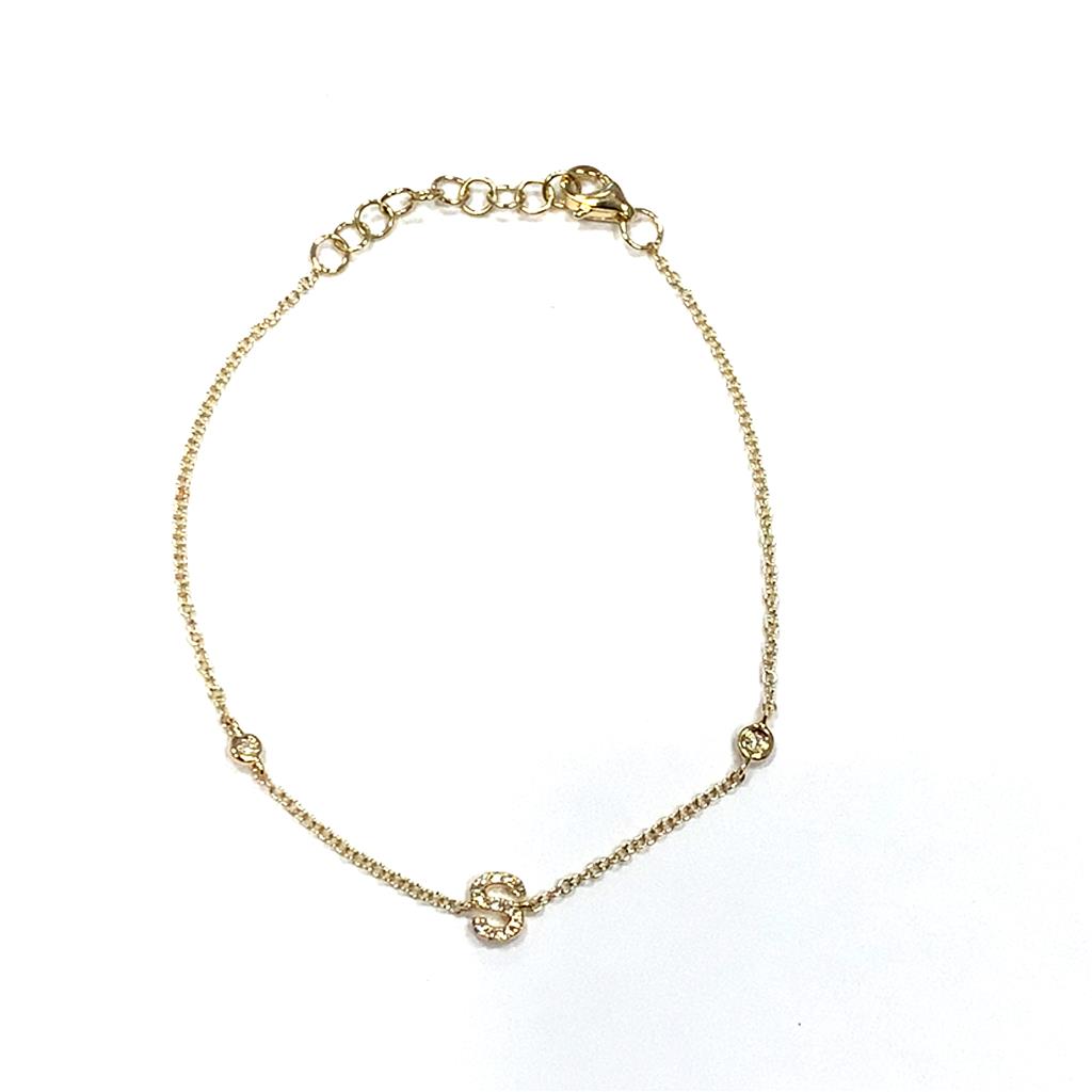 Shy Creation Yellow Gold Diamond Initial Braclet "S"