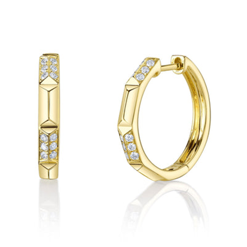 Shy Creation Geometric Cut Diamond Hoop Earrings