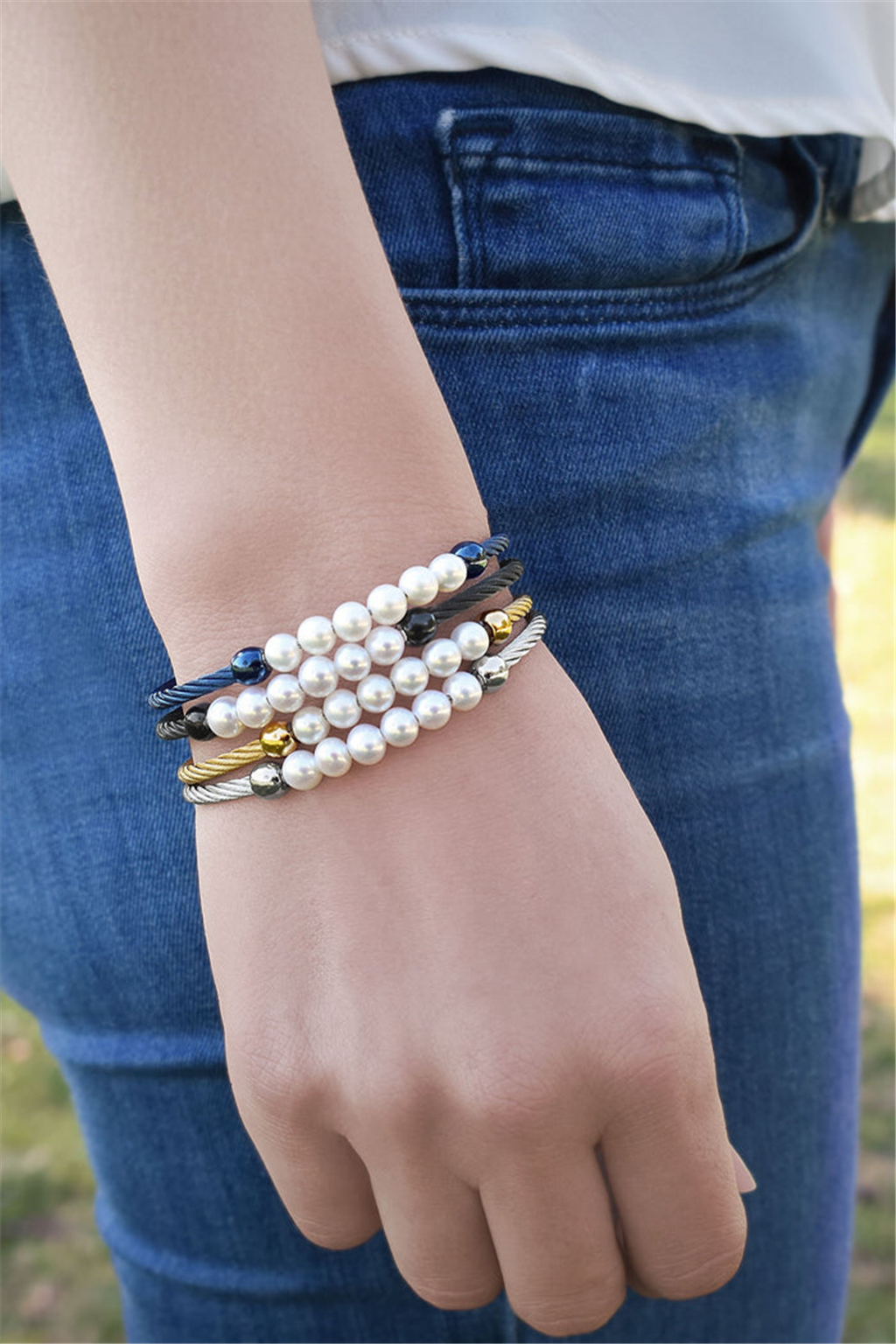 Alor Freshwater Pearl Cable Wire Bracelet