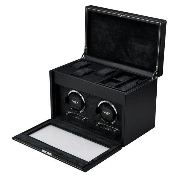 WOLF British Racing Double Watch Winder With Storage