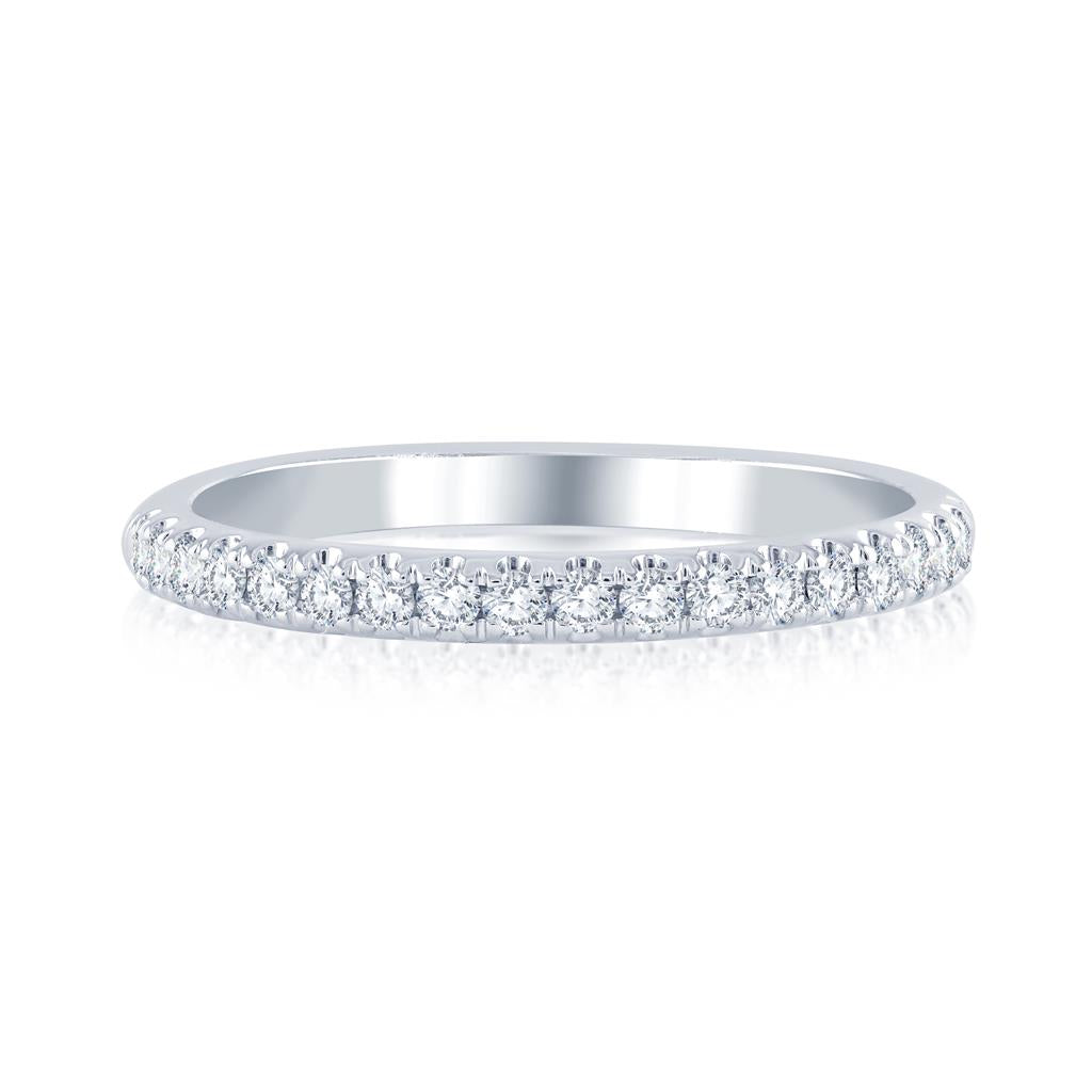 14K White Gold Diamond Wedding Band