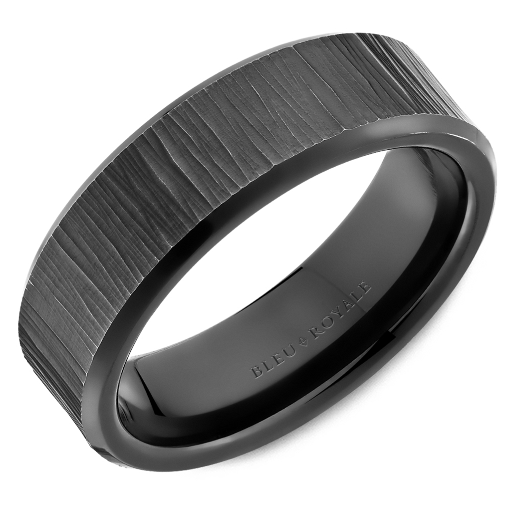 14K White Gold & Black Rhodium Wedding Band