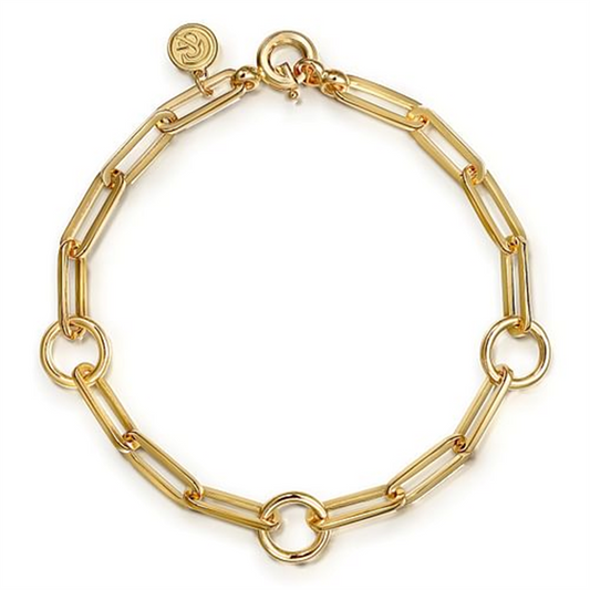 Gabriel Yellow Gold Plain Link Chain Bracelet