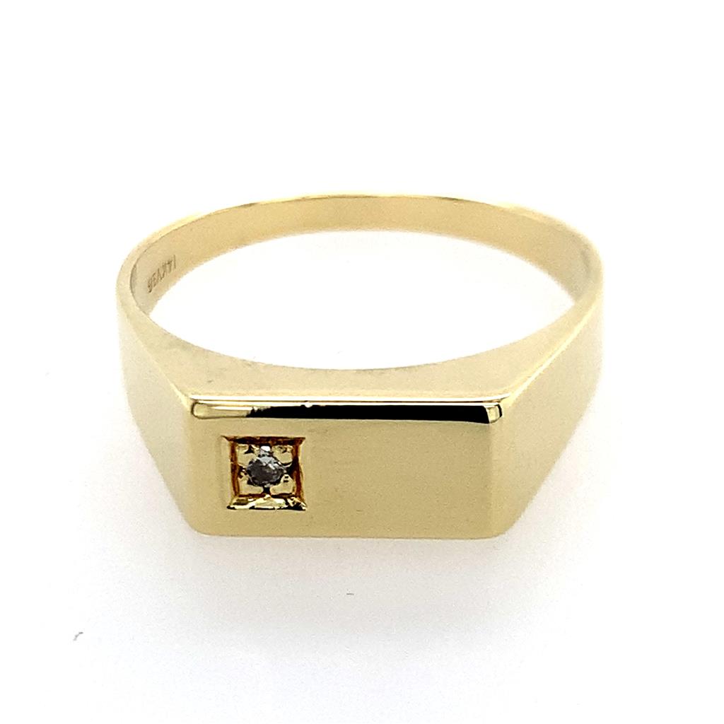 Estate 14K Signet Ring with Diamond Accents
