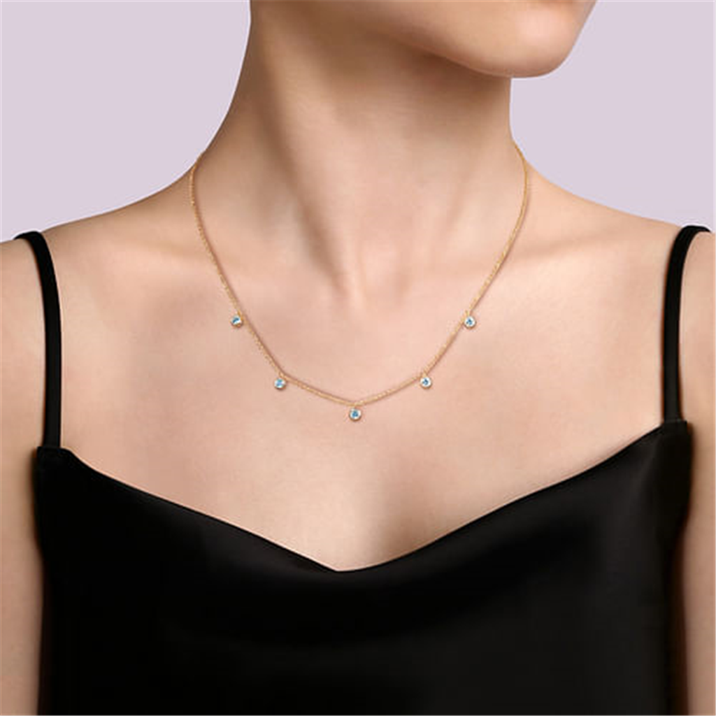 Gabriel London Blue Topaz Station Necklace