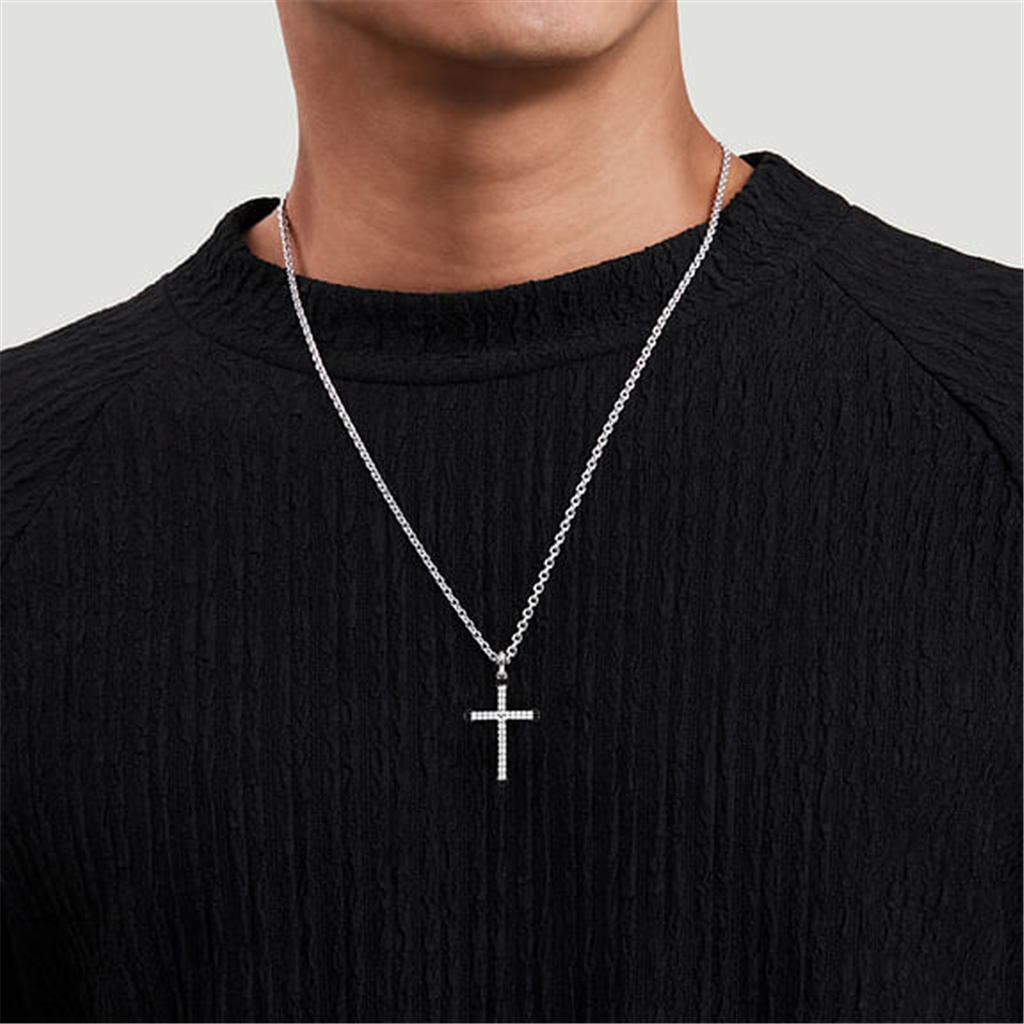 Gabriel Sterling Silver & Black Spinel Cross Pendant