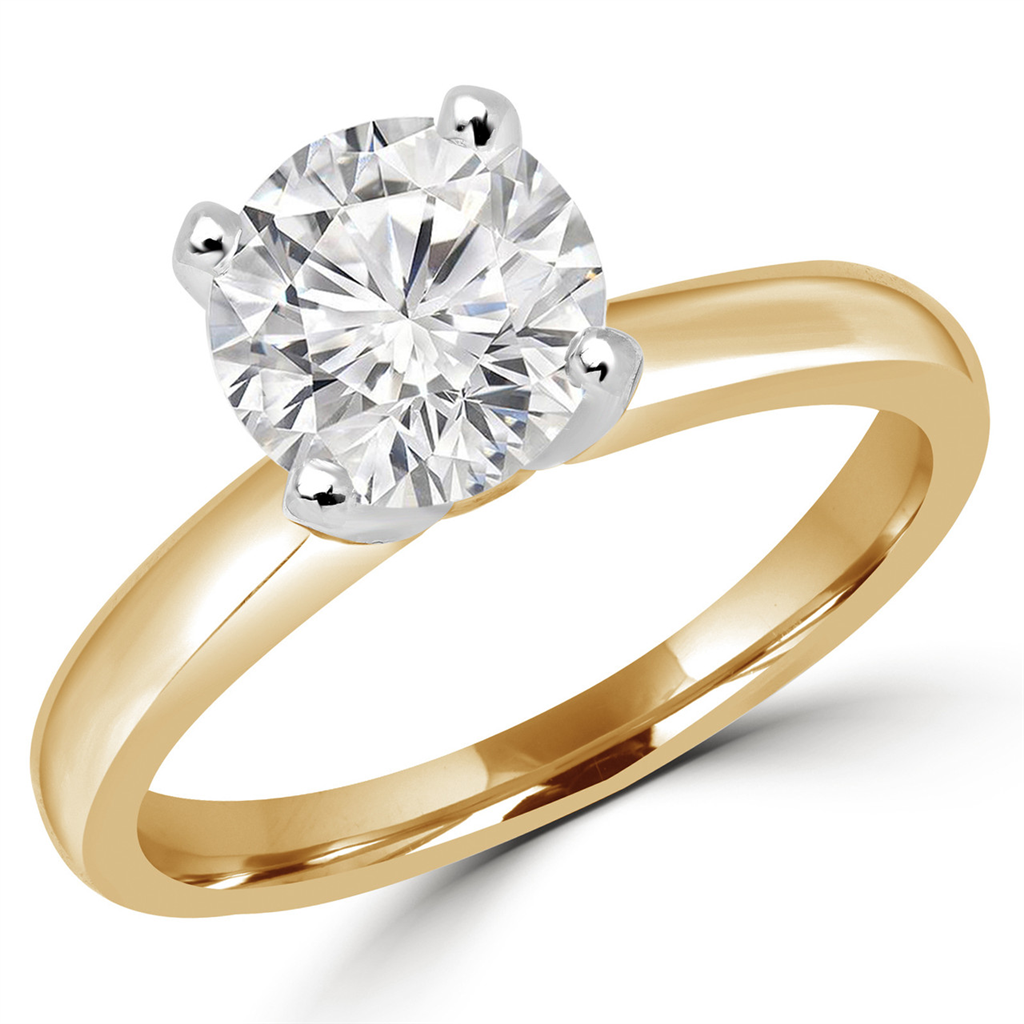 Lab Grown Two Tone Diamond Round Solitare Engagement Ring