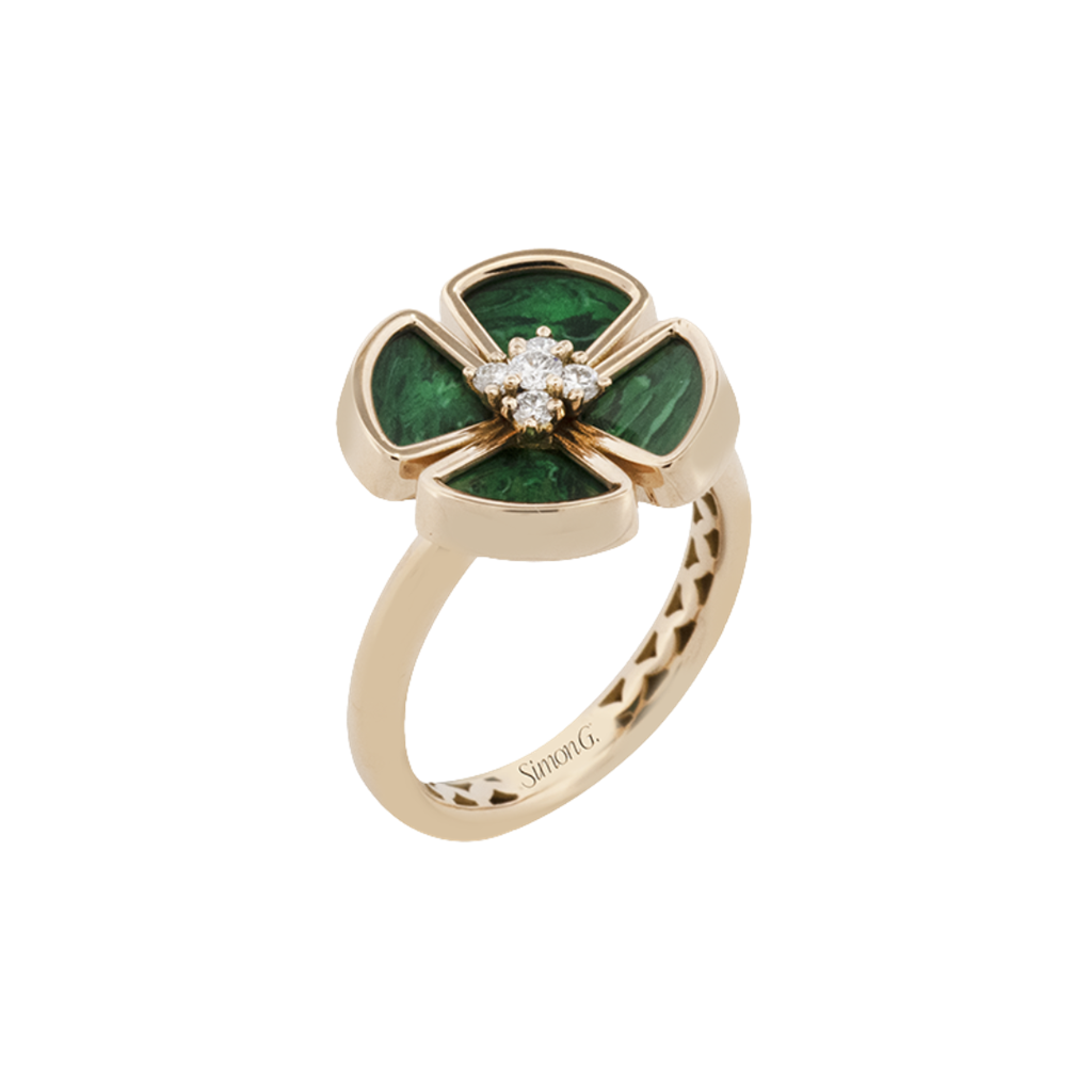 Simon G. Malachite & Diamond Flower Ring