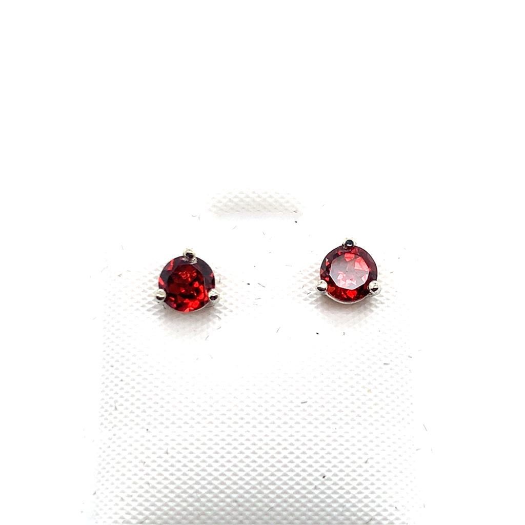Rolland's Designs White Gold Garnet Stud Earrings
