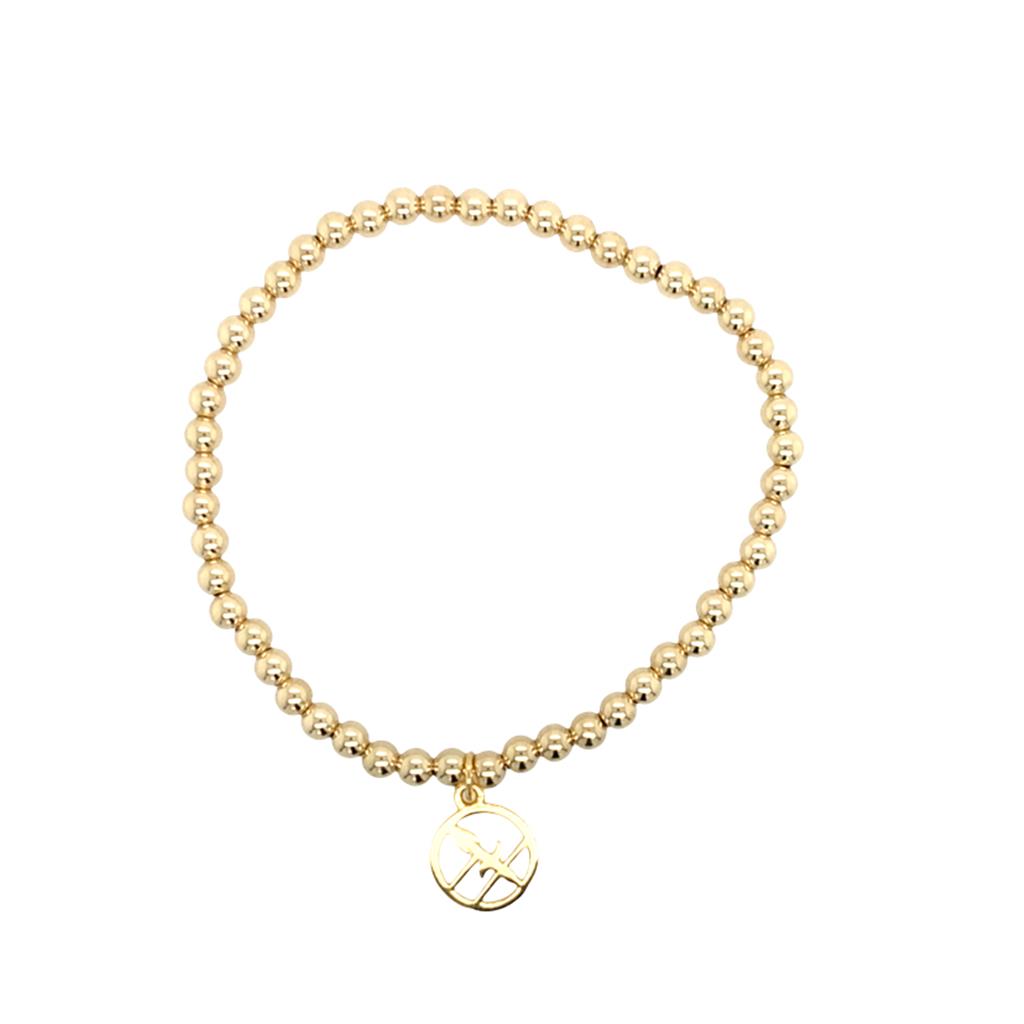 Dee Berkley Gold Filled Beaded Bracelet with Vermeil Sagittarius Charm