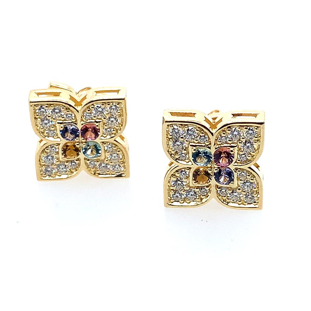 Roberto Coin 18K Venetian Princess Carnival Diamond & Gemstone Stud Earrings