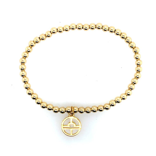 Dee Berkley Gold Filled Beaded Bracelet with Vermeil Libra Charm