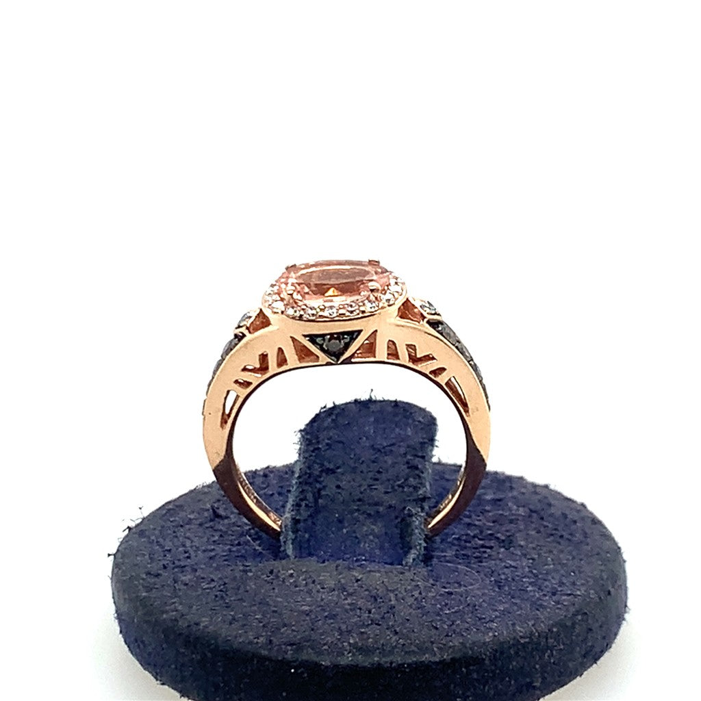 Estate 14K Rose Gold Limited Edition Levian Morganite & Chocolate Diamond Ring