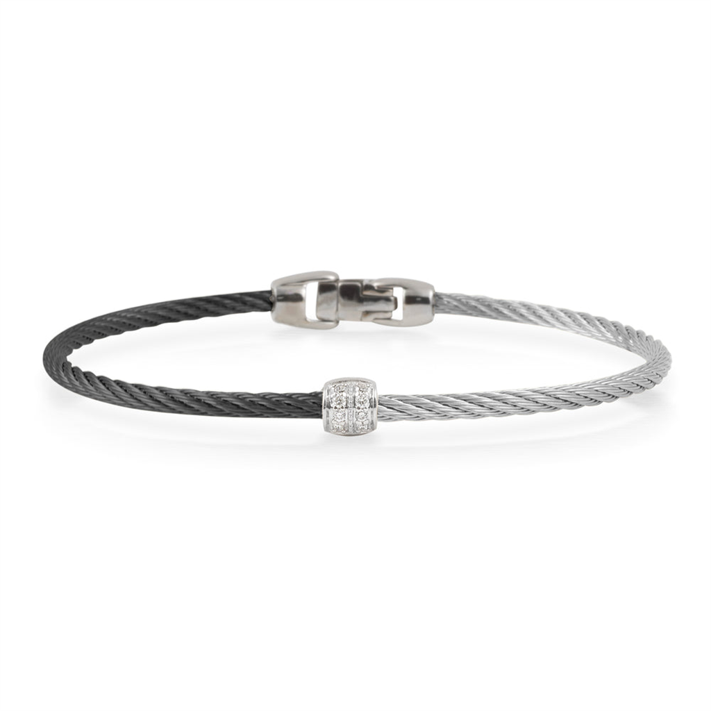 Alor Circle 18K/Ss Dia Cable Bracelet Grey/Black