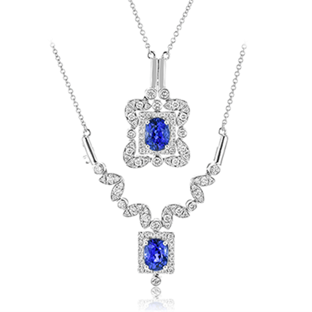 Simon G. 18K White Gold Oval Sapphire Pendant
