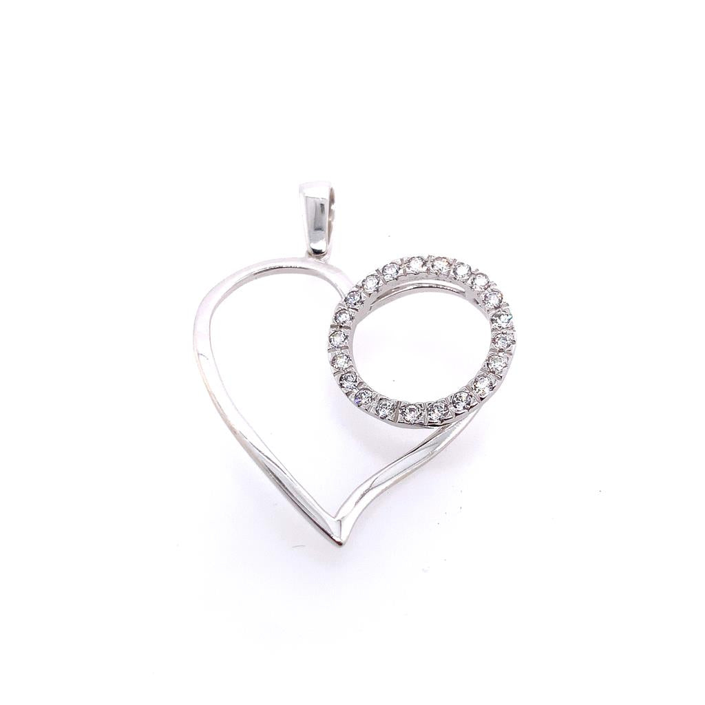 Estate 14K Gold Diamond Eternity Circle In Heart